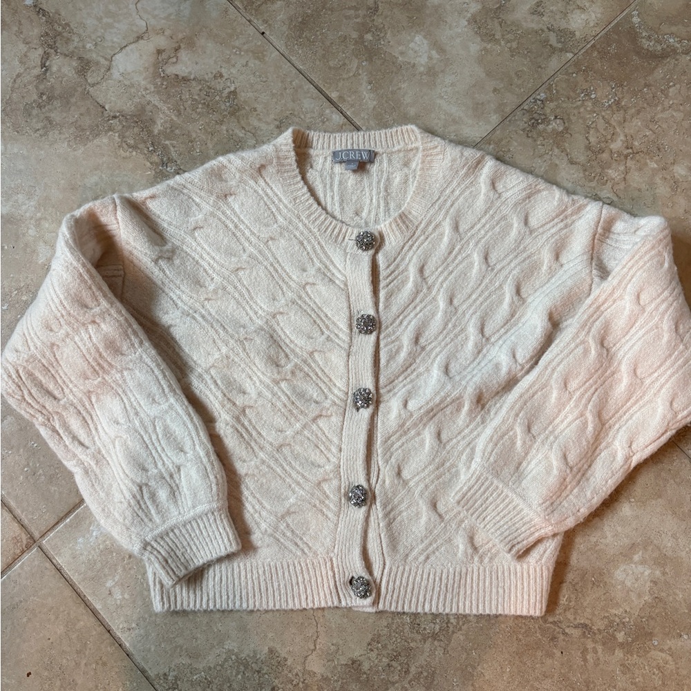 J. Crew Cream Textured Cardigan